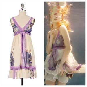 Anthropologie Silk LIL Floating Lotus Dress